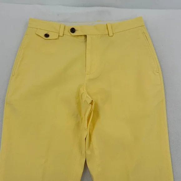 Brooks Brothers Men's Yellow Supima Cotton Slim Fit Chinos Pants Golf W32 L30 - Picture 3 of 8